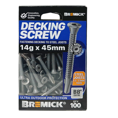 Bremick Decking Screw - 14g x 45mm - Wing Truss - 100 Pack