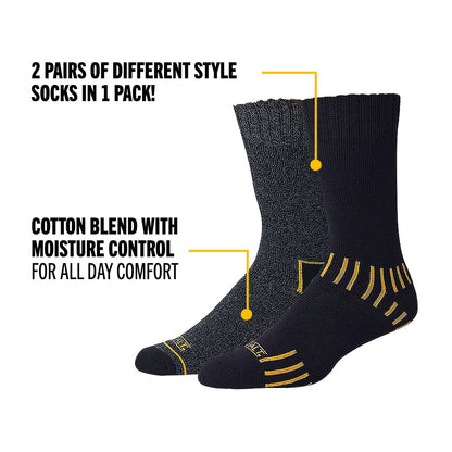 Dewalt Work Cotton Socks - Crew - Size 10-13 - 2 Pack