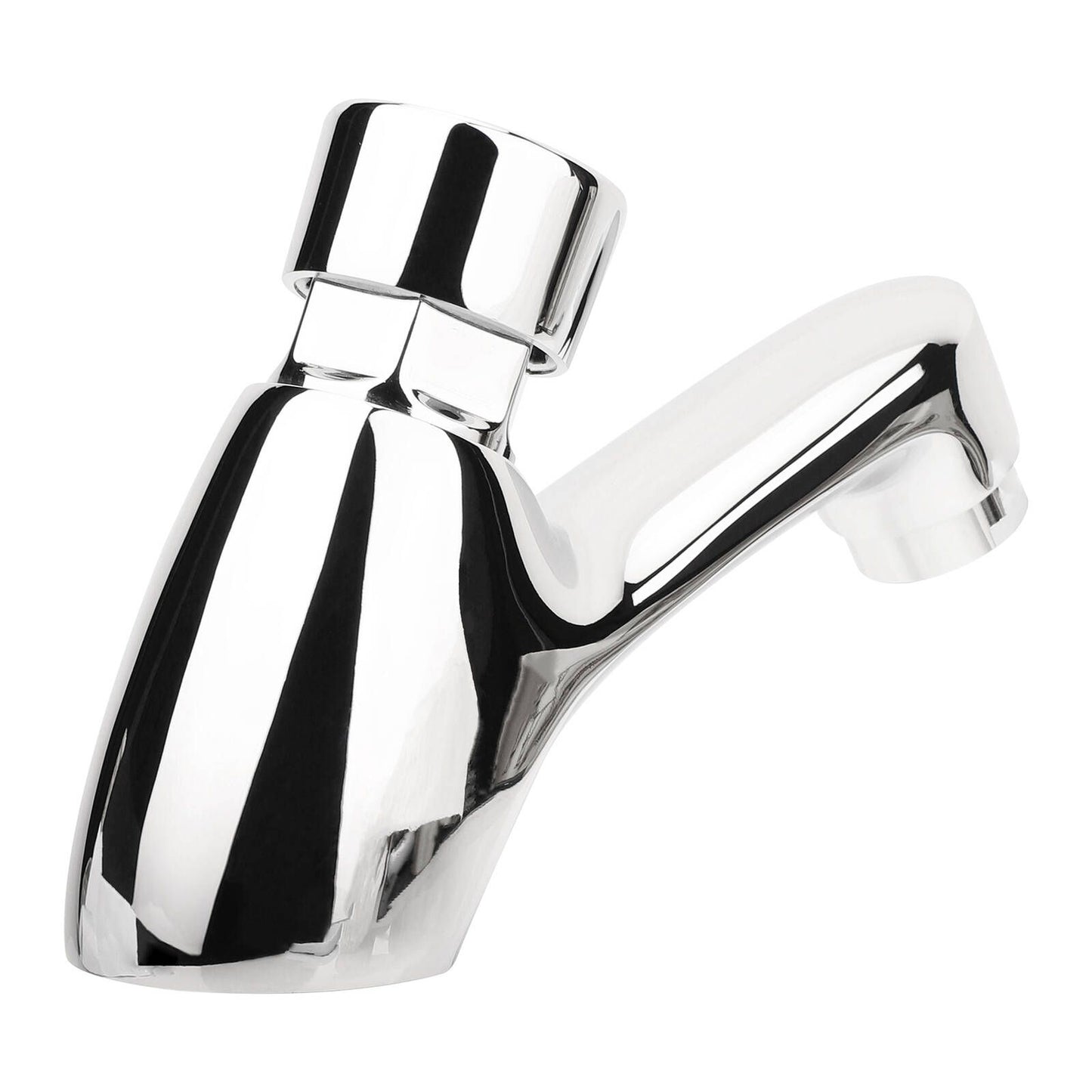 Shaw Mason Chrome Timed Push Button Basin Pillar Tap - 165 x 155mm