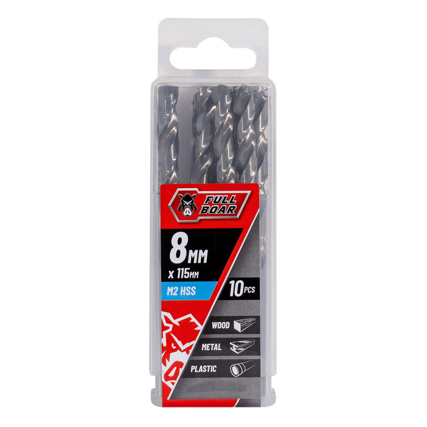 Full Boar HSS Drill Bit - 8mm - 10 Pack