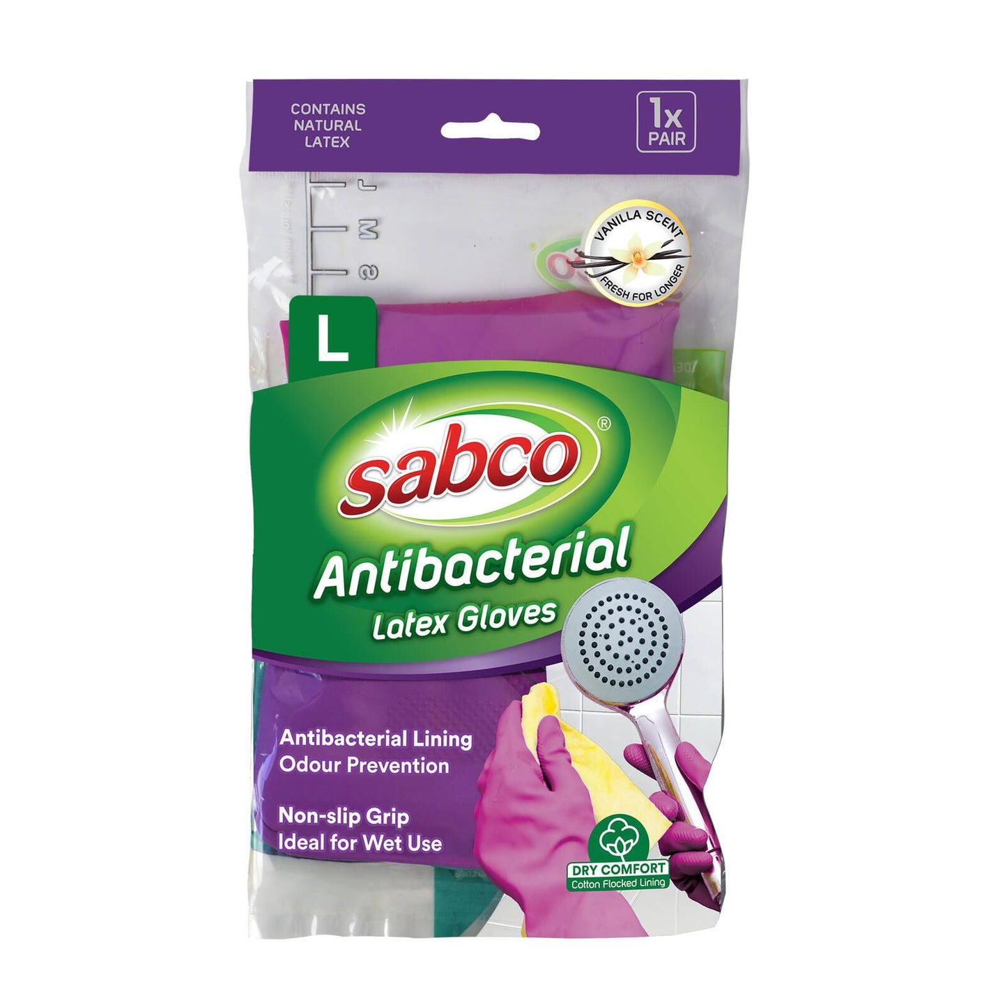 Sabco Antibacterial Latex Gloves - Large