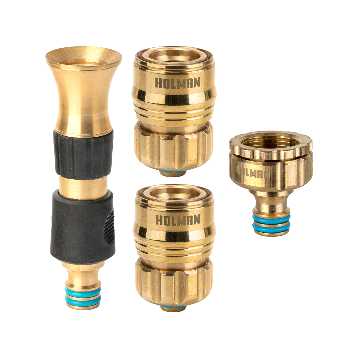 Holman Hi Flow Nozzle and Connector Set 12mm Brass Durable Grip