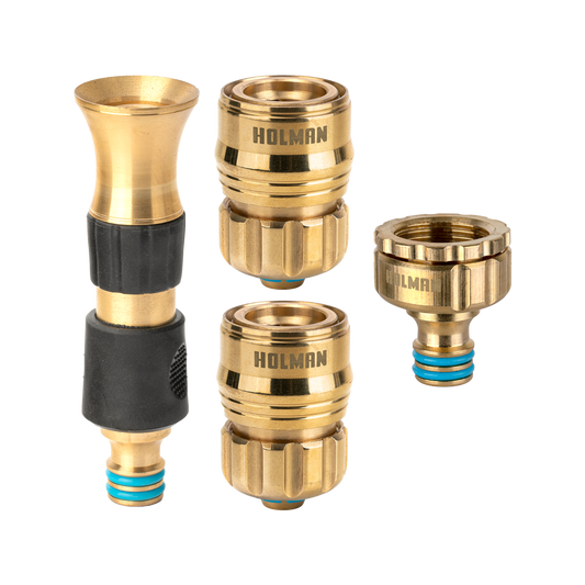 Holman Hi Flow Nozzle and Connector Set 12mm Brass Durable Grip