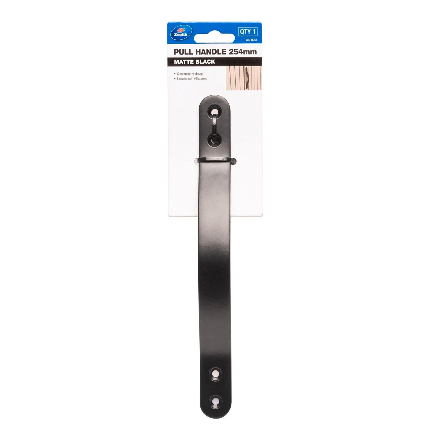 Zenith Gate Pull Handle - 254mm - Matte Black - WGG0254