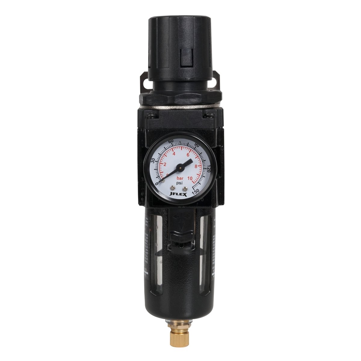 Jflex Filter Regulator - 1/4" Air Filter - Polycarbonate Bowl - Durable