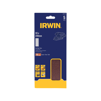 Irwin Punched Sand Sheet - 40 Grit - 93 x 230mm - 5 Pack