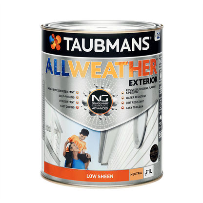 Taubmans All Weather Exterior Paint - 1L - Neutral - Low Sheen