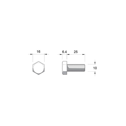 Zenith Stainless Steel 304 Grade Hex Head Bolts and Nuts - M10 x 25mm - 12 Pack