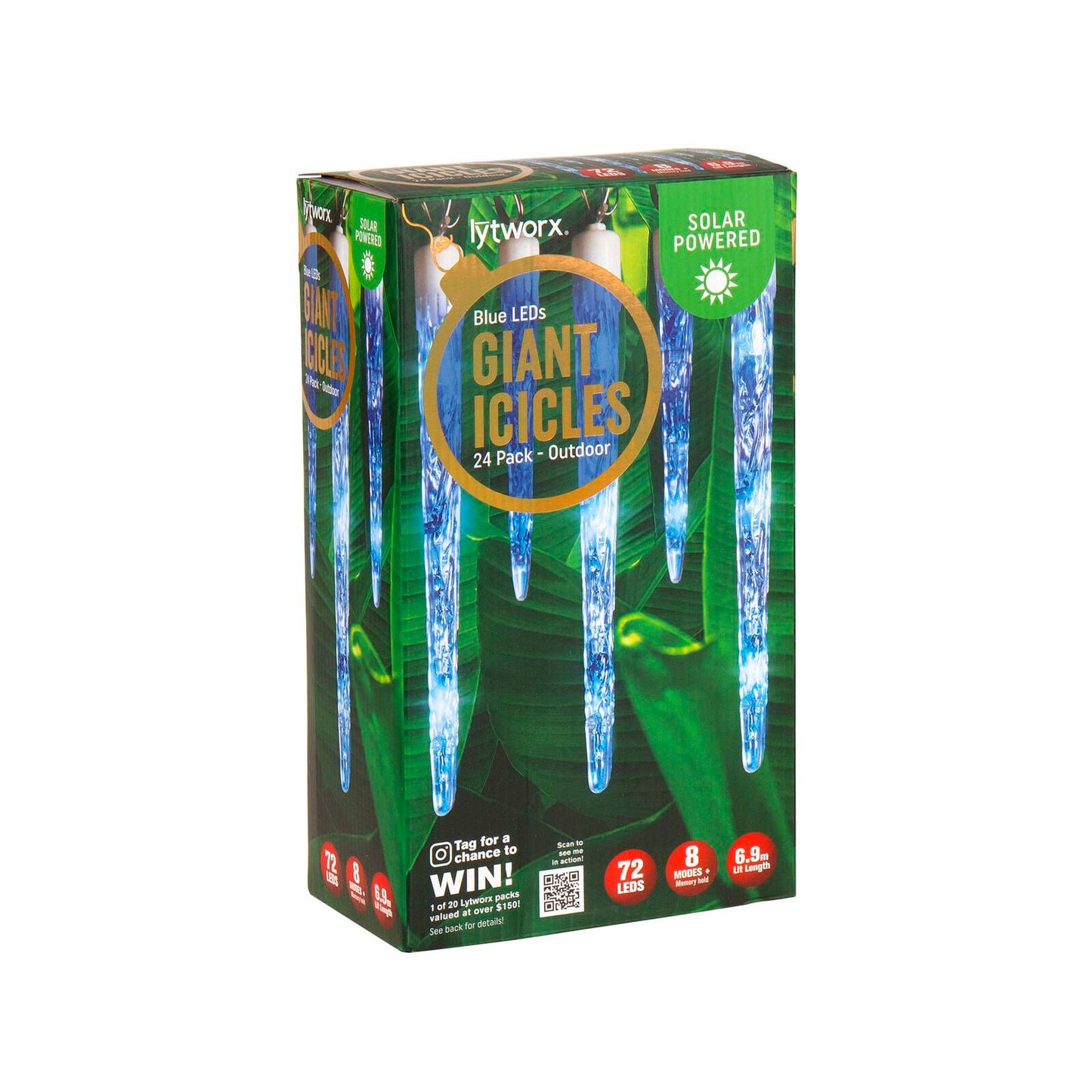 Lytworx Blue Solar Giant Icicle Lights - 24 Pack - 6.9m