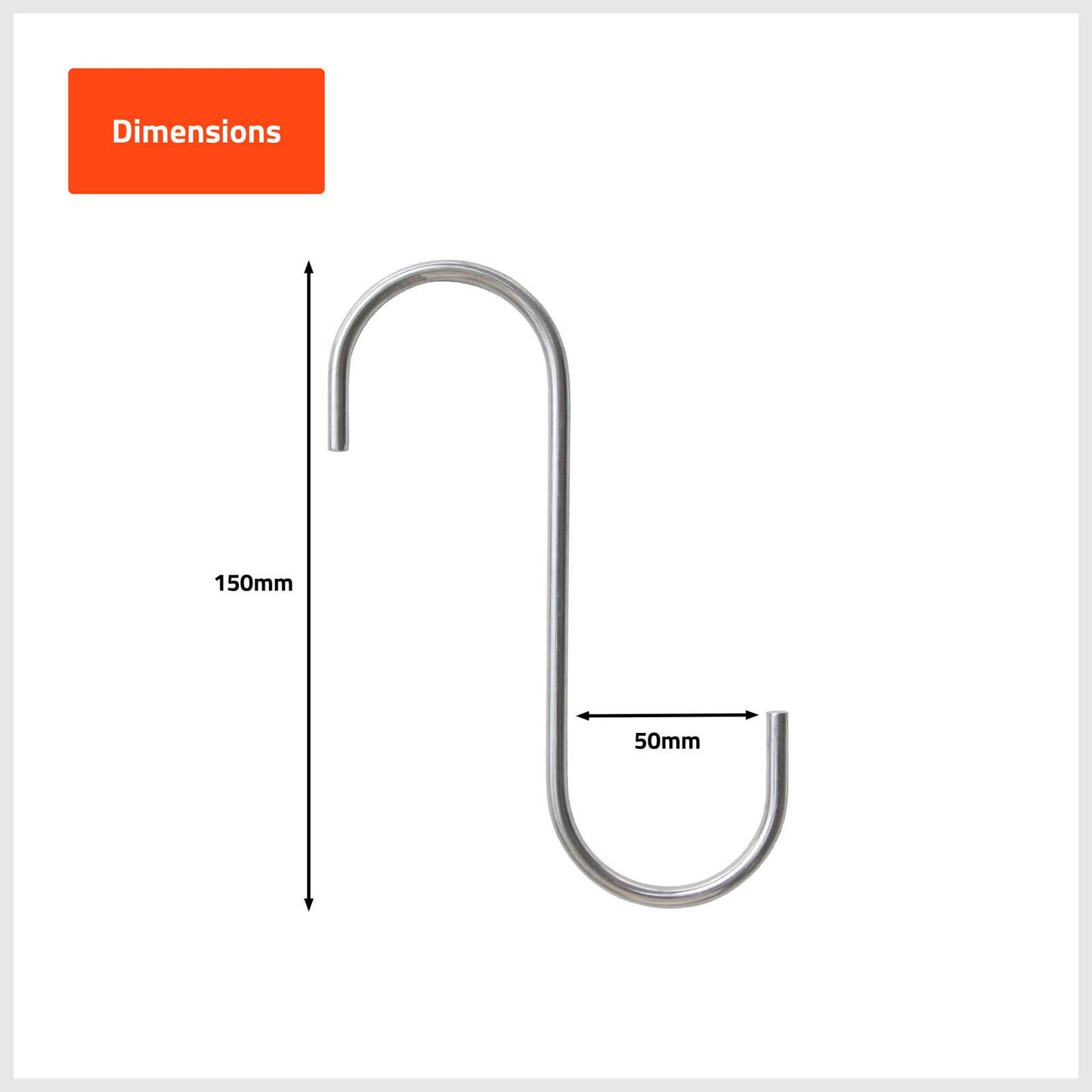 Taskmaster Steel S Hook - 150 x 50 x 5mm - 4 Pack