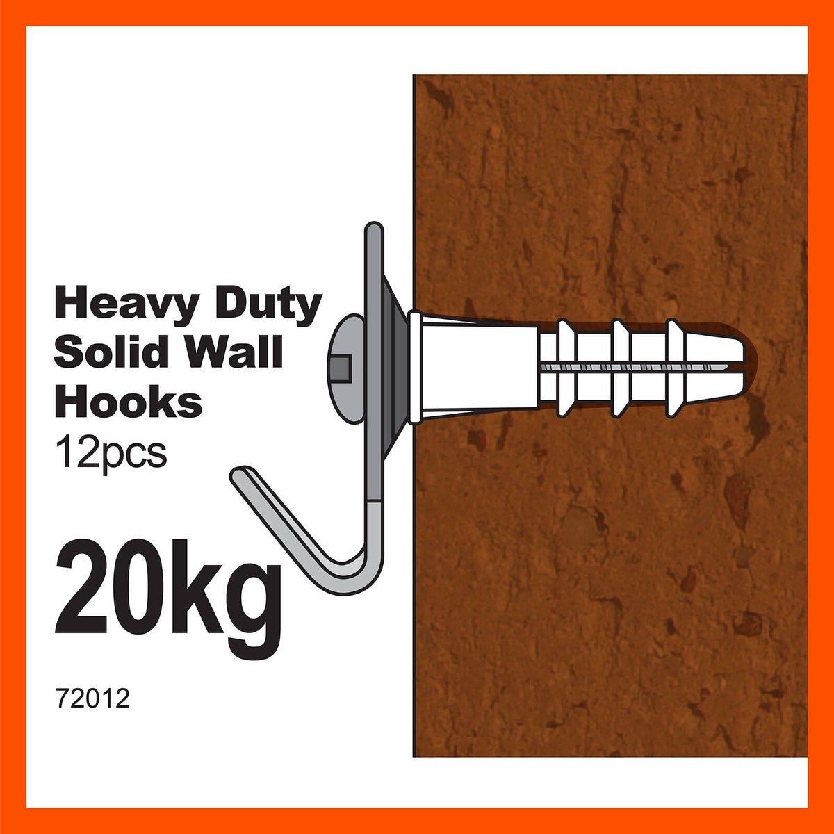 Everhang Picture Hanging Hook - 20kg - Steel - Heavy Duty - 12 Pack