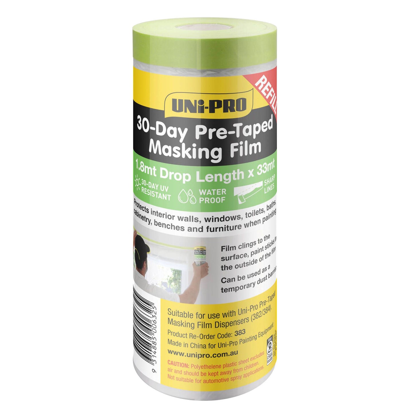 Uni Pro Pre Taped Masking Tape Film Refill - 1800mm x 33m