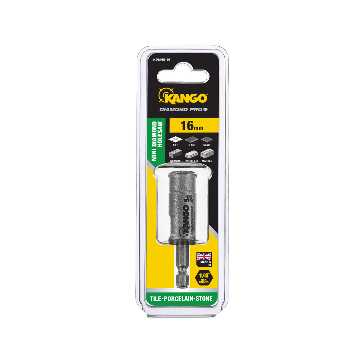 Kango Mini Diamond Pro Hole Saw - 16mm - Braze-Bonded Diamonds - Fast Plug Removal