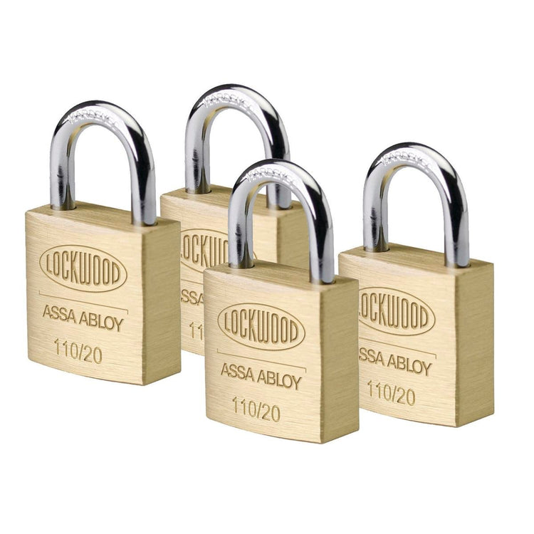 Lockwood 110 Series 20mm Solid Brass Padlocks 4 Pack