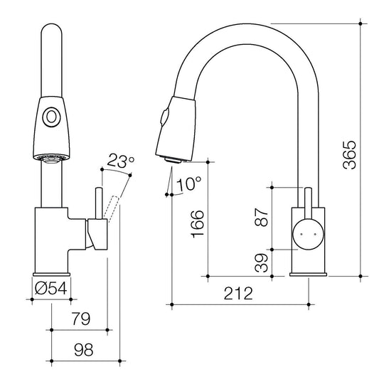 Caroma Husk Retractable Dual Spray Sink Mixer - 280mm - 6L/min