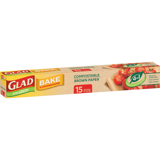 Glad To Be Green Compostable Brown Bake Paper 15m X 30cm Each