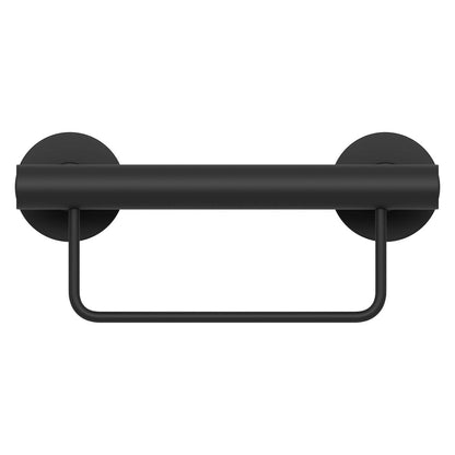 Evekare 300mm Black Towel Rail with Grab Rail - Stainless Steel - 250kg Capacity