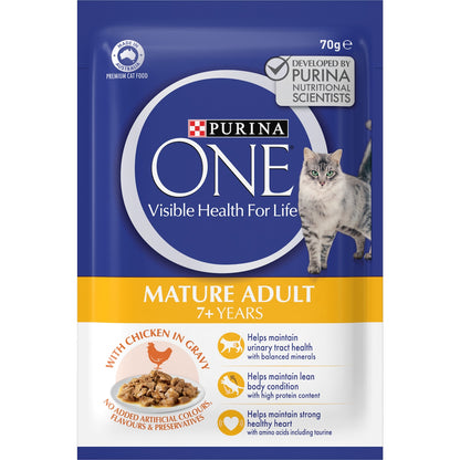 Purina One Adult Mature 7+ With Chicken In Gravy Wet Cat Food 70g