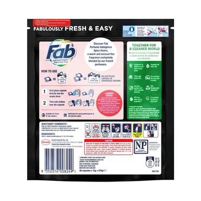 FAB Laundry Capsules Perfume Indulgence Spice Desire - 48 Pack
