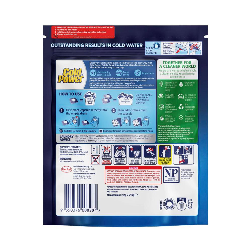 Cold Power Laundry Capsules Advance ean - 18 Pack