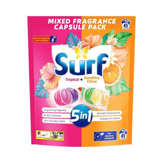 Surf Laundry Capsules 5 In 1 Tropical Sunshine Citrus - 45 Pack