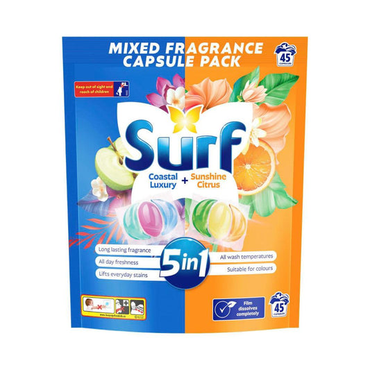 Surf Laundry Liquid Capsules Tropical + Sunshine Citrus - 45 Pack