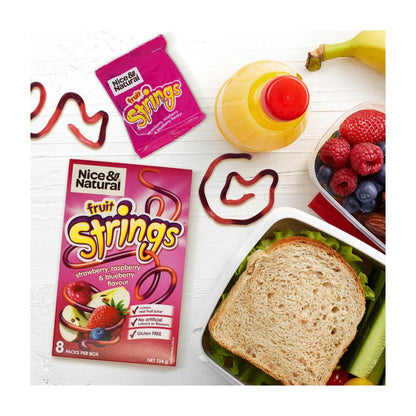 Nice & Natural Fruit Strings Multipack Lunch Box School Snacks Gluten Free 8 Pack - 136g