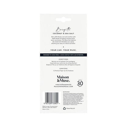 Maison&muse Paper Car Freshener Coconut & Sea Salt - 1 Pack