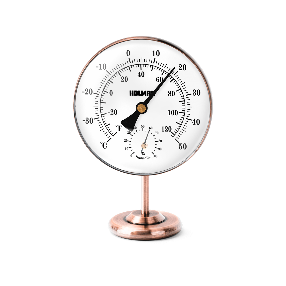 Holman Brass Thermometer and Hygrometer 25mm Easy Read Indoor Outdoor