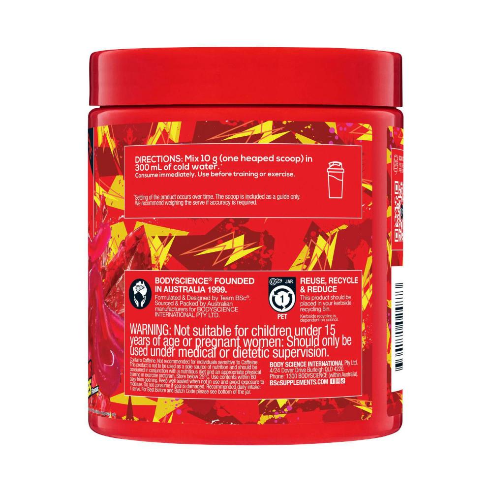 BSC Bodyscience Pre Caffeinated Pre-workout Red Sour Snakes - 300g
