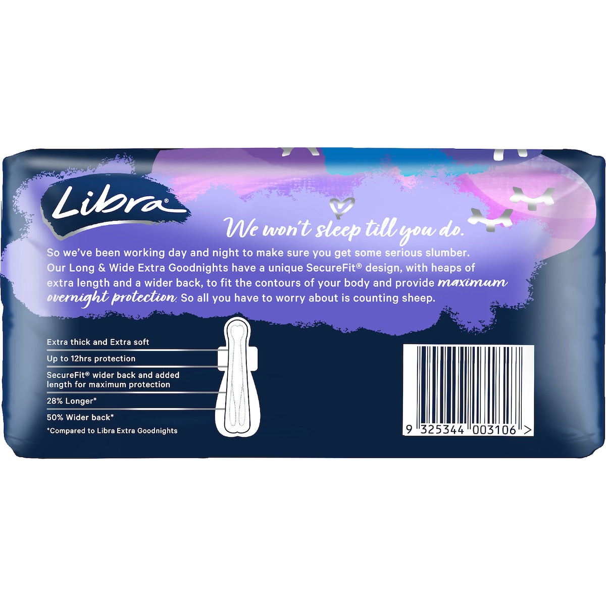 Libra Extra Goodnights Long & Wide Pads 6 Pack