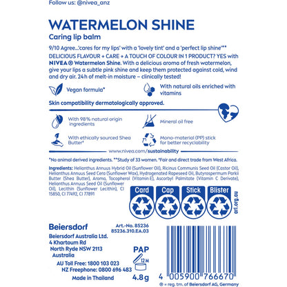 Nivea Lip Care Balm Watermelon Shine 4.8g