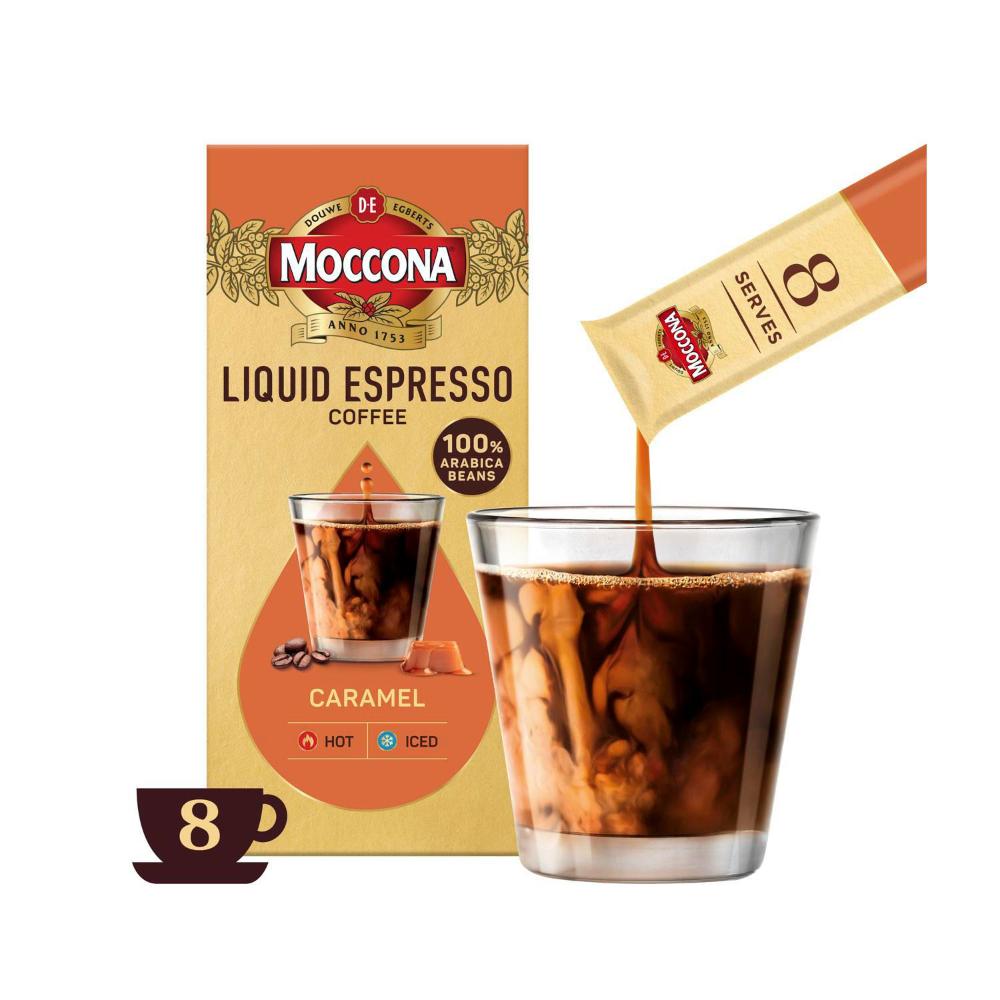 Moccona Espresso Caramel Concentrate Liquid Coffee Sachets - 8 Pack