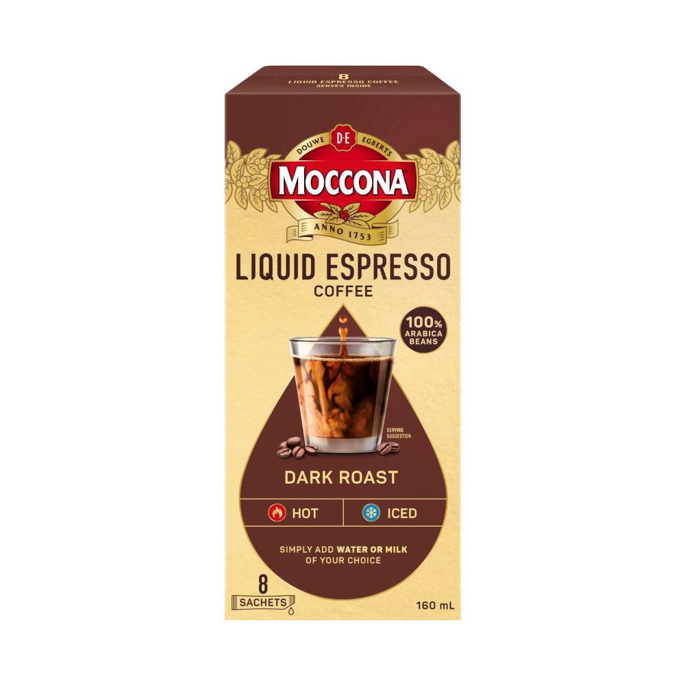 Moccona Espresso Dark Roast Concentrate Liquid Coffee Sachets - 8 Pack