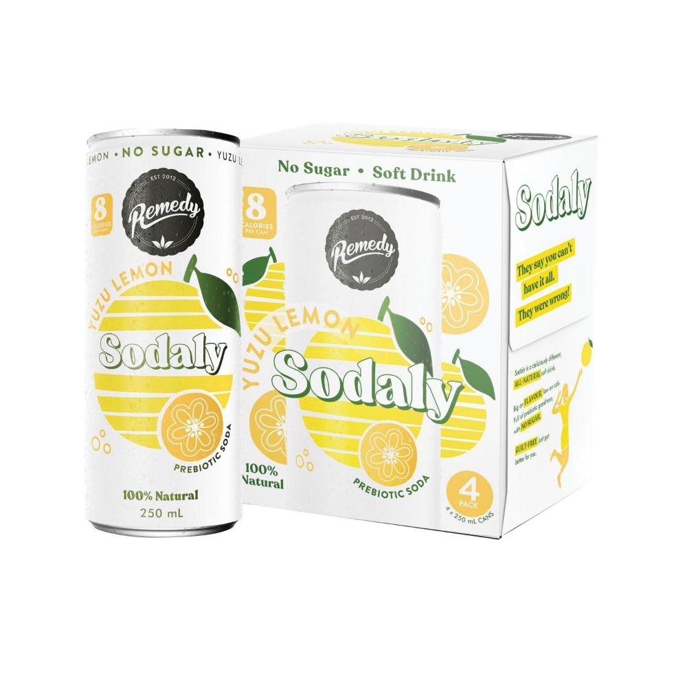Remedy Sodaly Yuzu Lemon 250ml - 4 Pack