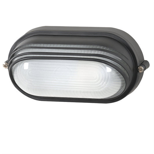 Arlec Large Black Oval Louvered Bunker Light - 280mm