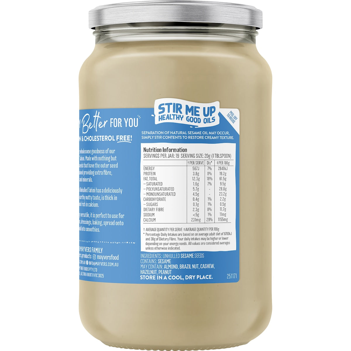 Mayvers Unhulled Tahini Spread 385g