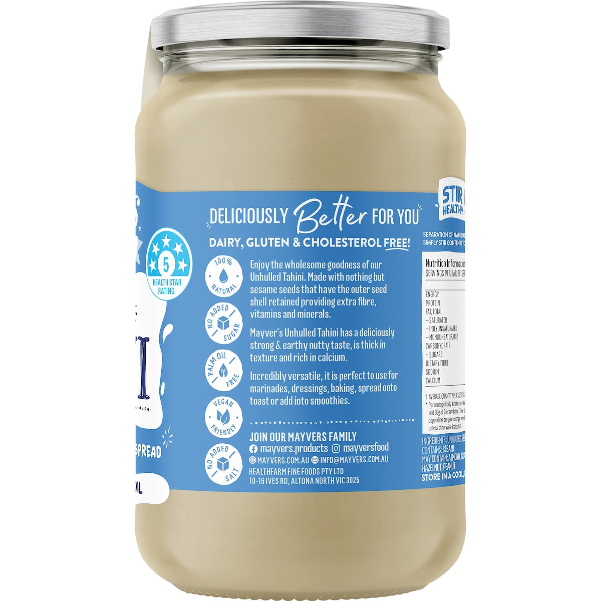 Mayvers Unhulled Tahini Spread 385g
