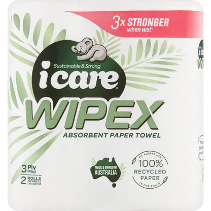 Icare Wipex Recycled 3 Ply Paper Towel 2 X 60 Pack