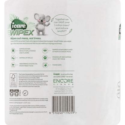 Icare Wipex Recycled 3 Ply Paper Towel 2 X 60 Pack