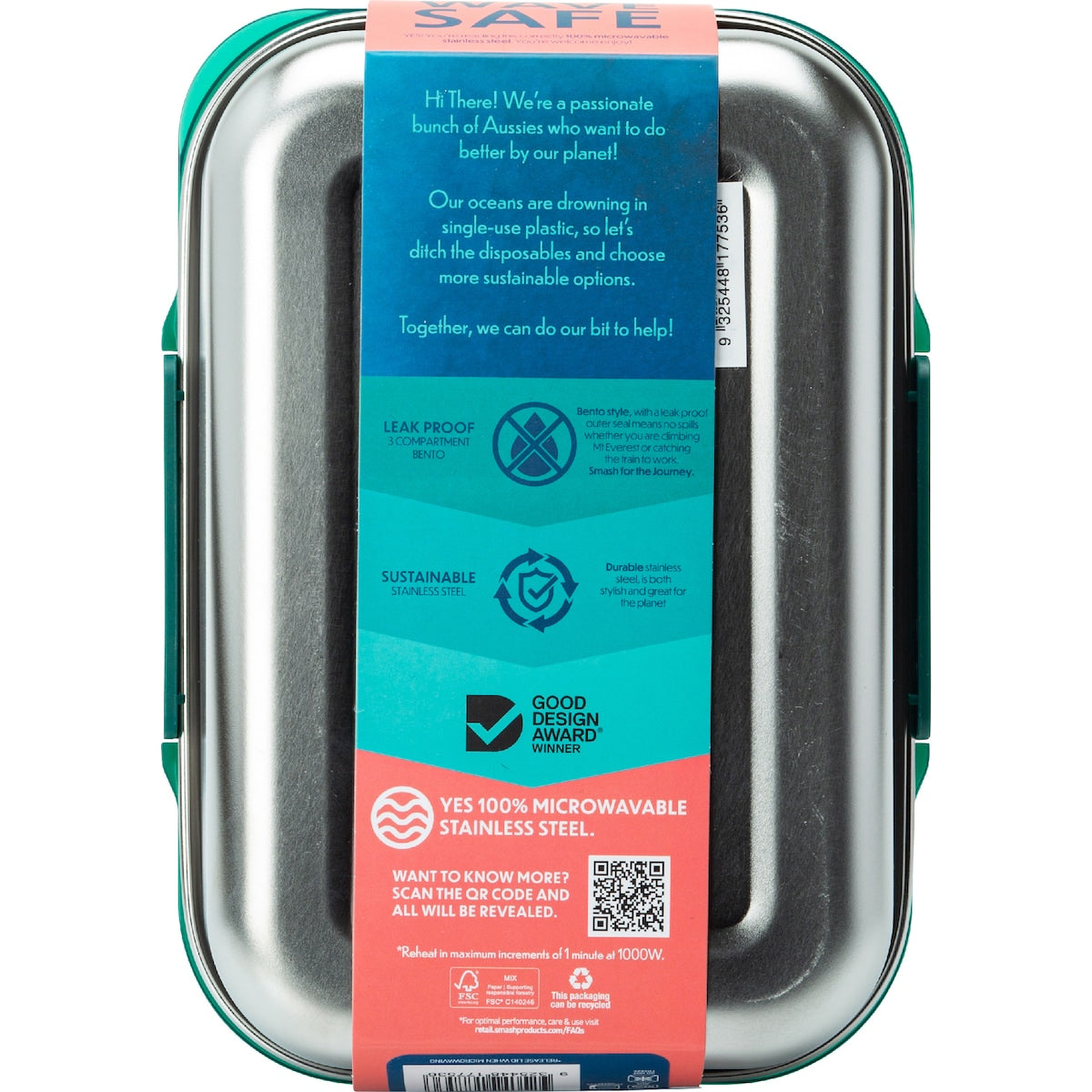 Smash Blue Stainless Steel Bento Box Assorted Each