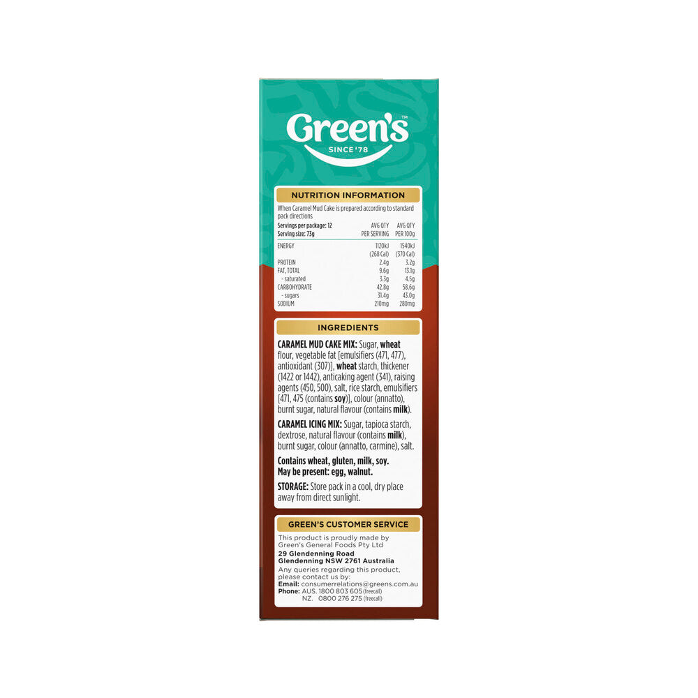 Green's Deluxe Caramel Mud Cake Mix - 600g