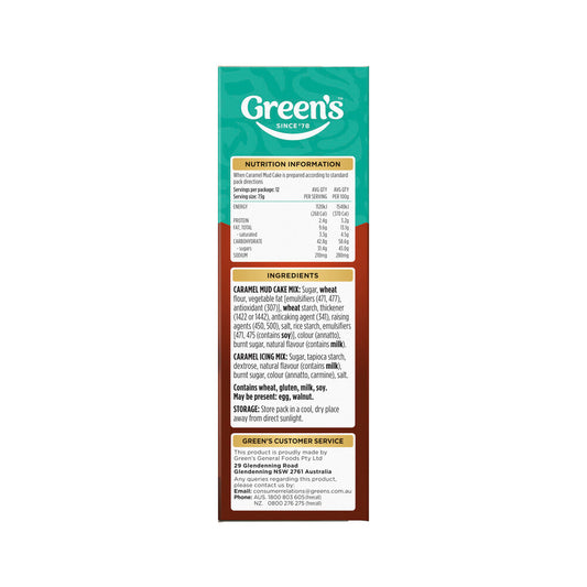 Green's Deluxe Caramel Mud Cake Mix - 600g