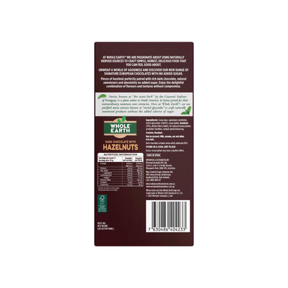 Whole Earth Natural No Sugar Dark Hazelnut Chocolate Block - 75g