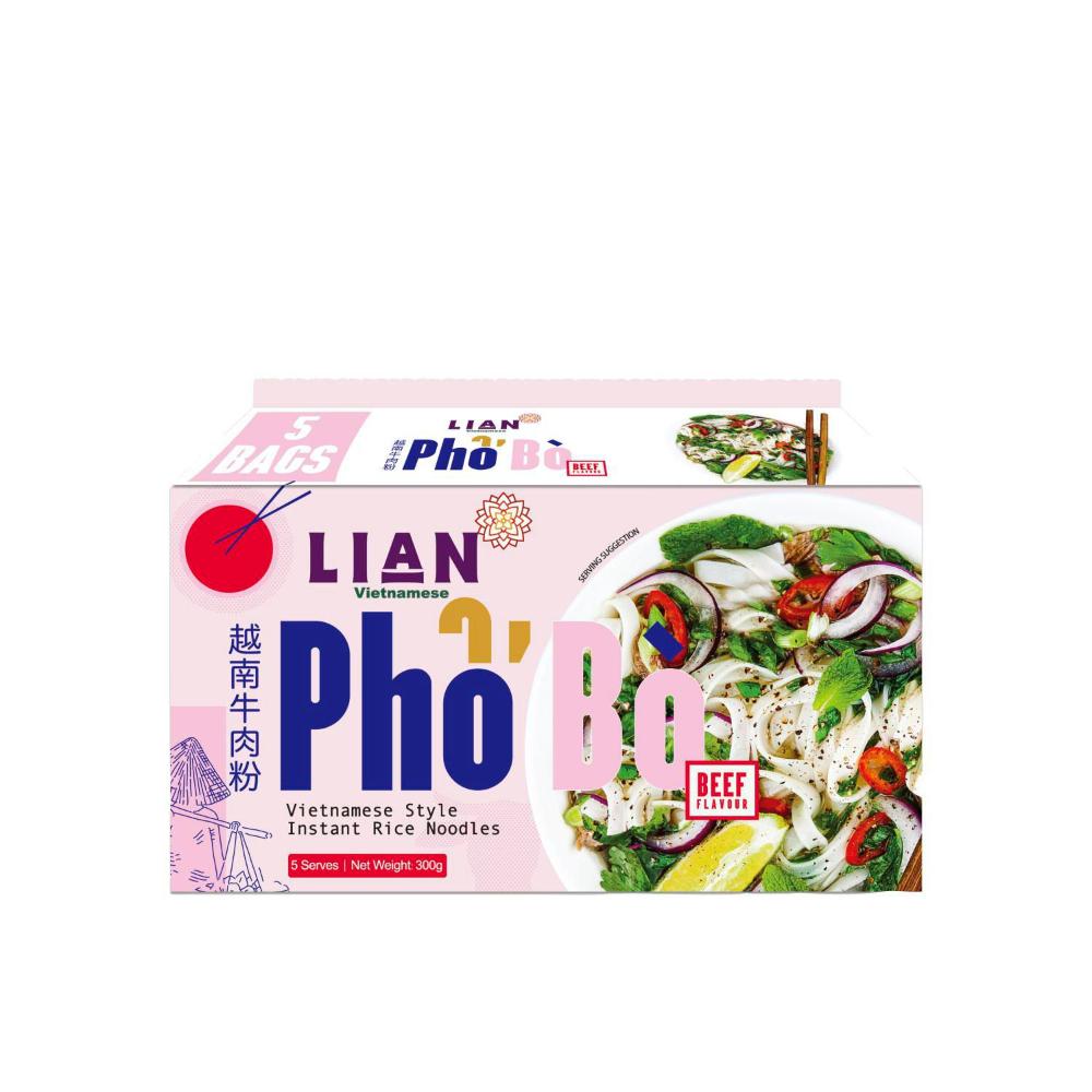 Lian Pho Bo Instant Rice Noodles Beef 5 Pack - 300g