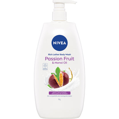 Nivea Rich Lather Passion Fruit & Manoi Oil Body Wash 1l