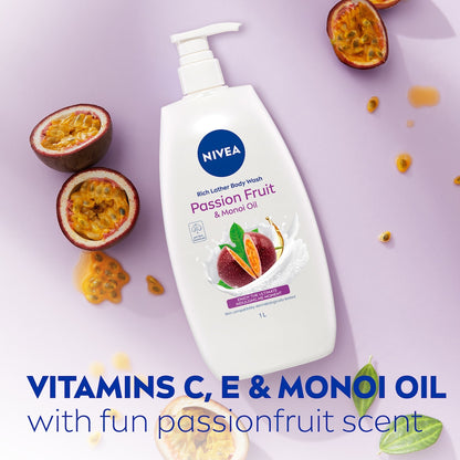 Nivea Rich Lather Passion Fruit & Manoi Oil Body Wash 1l