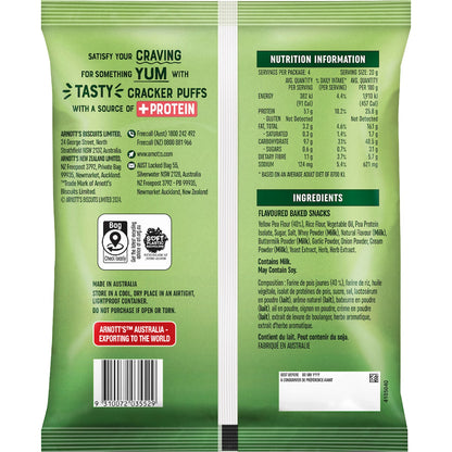 Arnotts Snack Right + Protein Cracker Puffs Sour Cream & Chives 80g