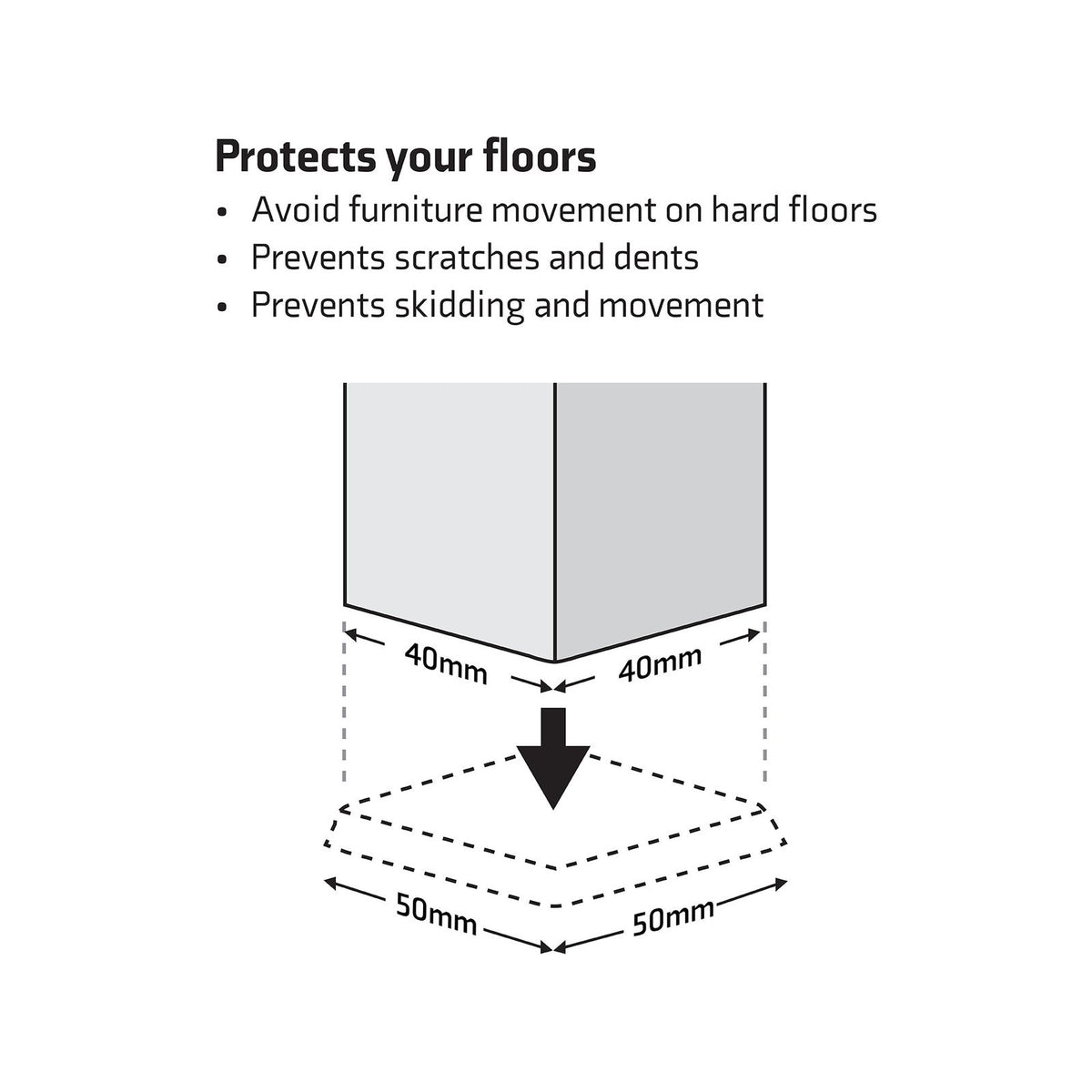Surface Gard Brown Square Rubber Castor Cup 40mm 4 Pack