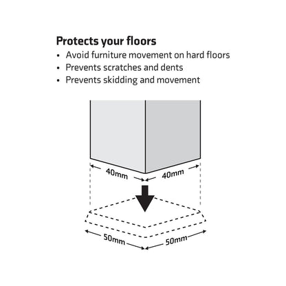 Surface Gard Brown Square Rubber Castor Cup - 40mm - 4 Pack